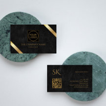 Luxe zwart leder en goud QR Code Logo