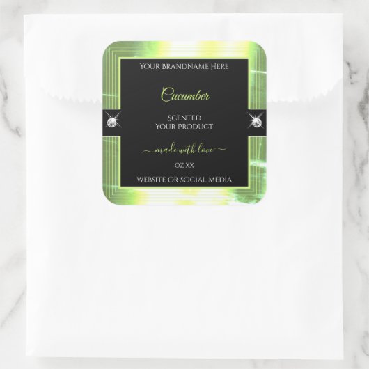 Luxe Zwart Licht Groen Brilliants Product Label (Tas)