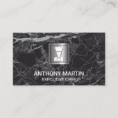 Luxe Zwart Marmer | Chef Icoon Metallic Banner Visitekaartje (Voorkant)