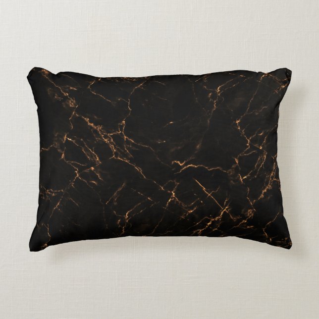 Luxe zwart marmer: elegante textuur accent kussen (Voorkant)