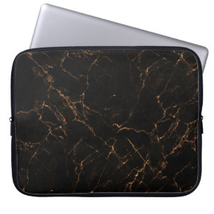 Luxe zwart marmer: elegante textuur laptop sleeve