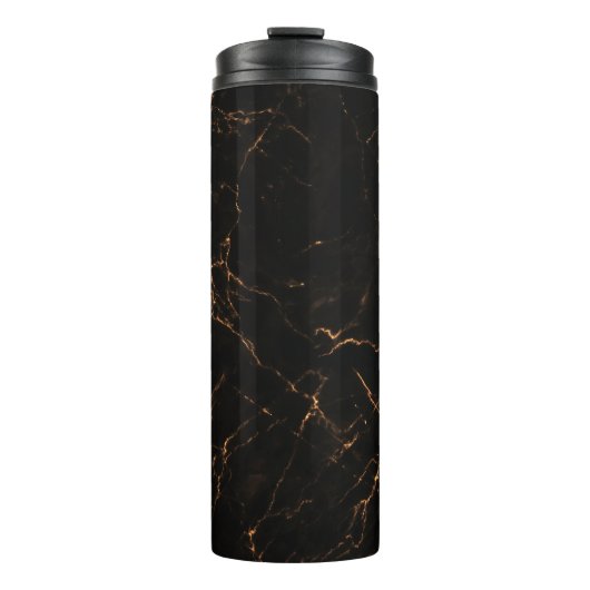 Luxe zwart marmer: elegante textuur thermosbeker (Voorkant)