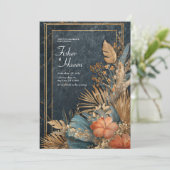 Luxe Zwart Marmer & Goud Tropische VIP Huwelijk Kaart (Staand voorkant)