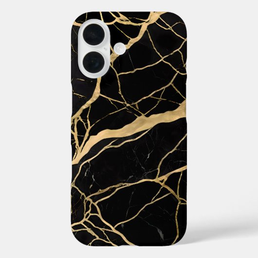 Luxe zwart marmer met gouden aders Case-Mate iPhone case (Achterkant)
