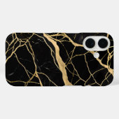 Luxe zwart marmer met gouden aders Case-Mate iPhone case (Achterkant (horizontaal))