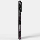 Luxe zwart marmer met satijn Paarse werveling Case-Mate iPhone Case (Achterkant / Rechts)