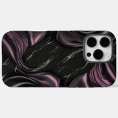 Luxe zwart marmer met satijn Paarse werveling Case-Mate iPhone Case (Achterkant (horizontaal))