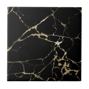Luxe zwart marmer met zware gouden Kintsugi Cra Tegeltje