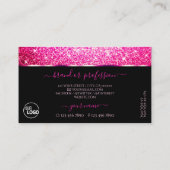 Luxe Zwart Meisje Roze Glitter Sterren toevoegen L Visitekaartje (Achterkant)