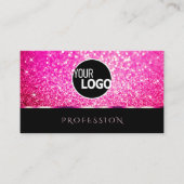 Luxe Zwart Meisje Roze Glitter Sterren toevoegen L Visitekaartje (Voorkant)