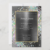 LUXE ZWART METALLIC HOLOGRAFISCHE PASTEL WEDING KAART (Voorkant)