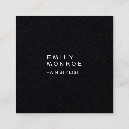 Luxe Zwart Modern Minimalistisch Professioneel Ple Vierkante Visitekaartje (Voorkant)