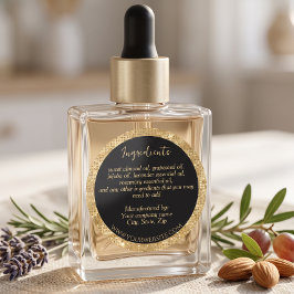 Luxe zwart & nep goud glinster ingrediënten label