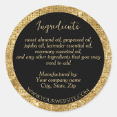 Luxe zwart & nep goud glinster ingrediënten label (Voorkant)