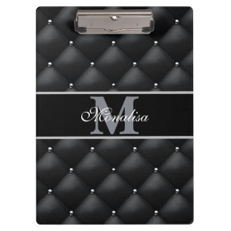 luxe zwart ontwerp met monogram en personalisatie klembord
