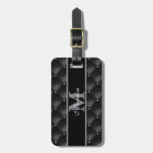 luxe zwart ontwerp monogramm gegersonaliseerd   bagagelabel (Voorkant verticaal)