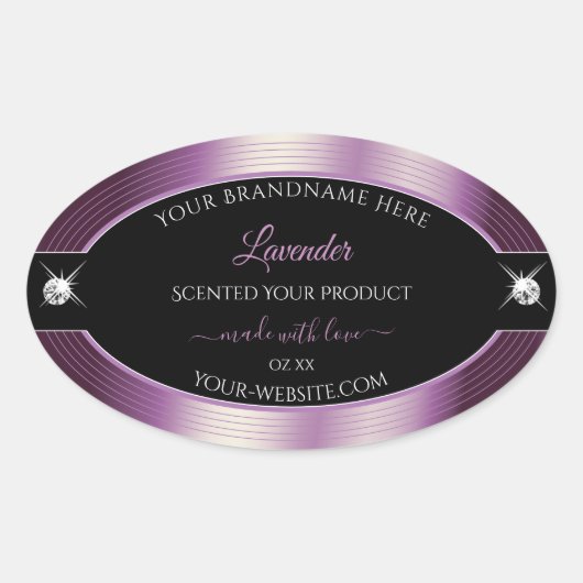 Luxe Zwart Paarse Shiny Brilliants Product Label (Voorkant)