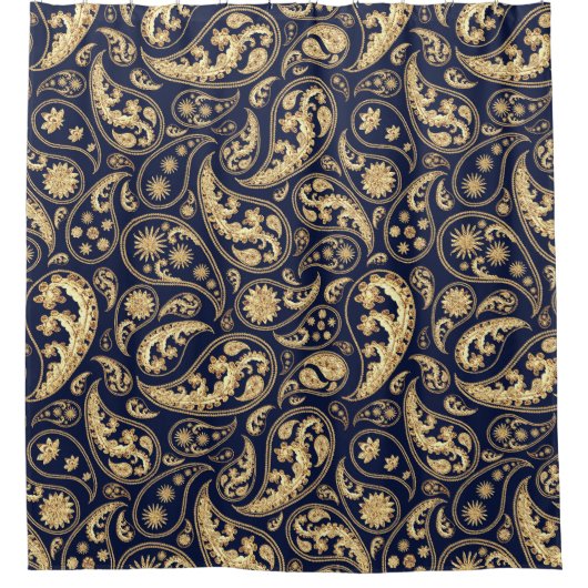 Luxe zwart Paisley douchegordijn (Voorkant)