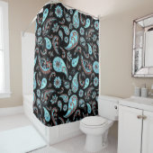 Luxe zwart Paisley douchegordijn (In situ)