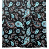 Luxe zwart Paisley douchegordijn (Voorkant)