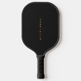 Luxe zwart papier textuur & goud verticale naam pickleball paddle
