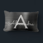 Luxe Zwart Roestvrij Staal Monogram Naam Kussen<br><div class="desc">Black Faux Brushed Metal Metallic RVS Monogram Naam Monogram Mousepad. Deze monogrammed Mousepad kan worden aangepast om uw voornaam en initiaal op te nemen en is ideaal voor school of de kantoor en maakt een geweldig kerst- of verjaardagscadeau.</div>