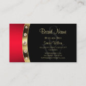 Luxe zwart rood goud met initialen en diamanten visitekaartje (Achterkant)