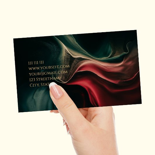 Luxe zwart rood groen goud elegante glam chic visitekaartje