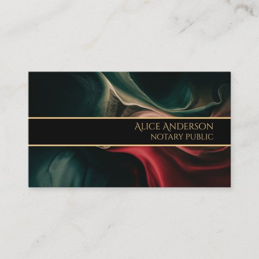 Luxe zwart rood groen goud elegante glam chic visitekaartje (Voorkant)