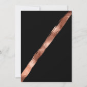 Luxe Zwart Roos Gouden Brushstroke Lijst Wedding Kaart (Achterkant)