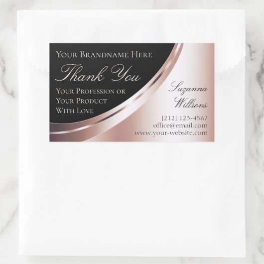 Luxe zwart Roos gouden decor dank u label (Tas)