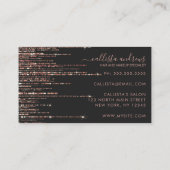 Luxe Zwart Roos Gouden Glitter Fringe Gordijn Visitekaartje (Achterkant)