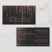 Luxe Zwart Roos Gouden Glitter Fringe Gordijn Visitekaartje (Voorkant / Achterkant)