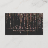 Luxe Zwart Roos Gouden Glitter Fringe Gordijn Visitekaartje (Voorkant)