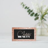 Luxe Zwart Roos Gouden Sparkle Glitter Foto Afbeel Visitekaartje (Staand voorkant)