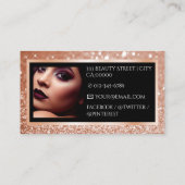 Luxe Zwart Roos Gouden Sparkle Glitter Foto Afbeel Visitekaartje (Achterkant)