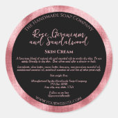 Luxe zwart & roze cosmetica potje label (Voorkant)