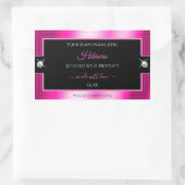 Luxe Zwart Roze Glanzend Briljant Product Label (Tas)
