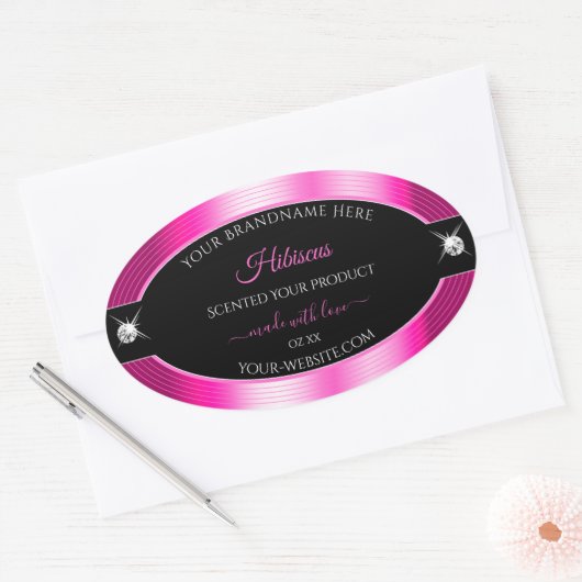 Luxe Zwart Roze Glanzend Briljant Product Label (Envelop)