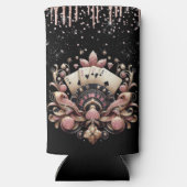 Luxe Zwart Roze Las Vegas Bachelorette Seltzer Blikjeskoeler (Achterkant)