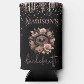 Luxe Zwart Roze Las Vegas Bachelorette Seltzer Blikjeskoeler (Voorkant)