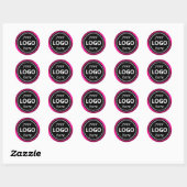 Luxe Zwart Roze Lijst Toevoegen Logo Sjabloon Mode Ronde Sticker (Vel)