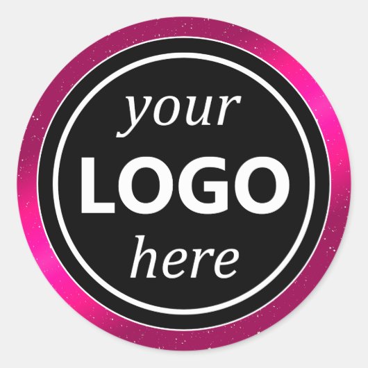 Luxe Zwart Roze Lijst Toevoegen Logo Sjabloon Mode Ronde Sticker (Voorkant)