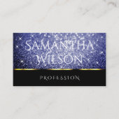 Luxe Zwart Shimmery Royal Blue Glitters Elegantie Visitekaartje (Voorkant)