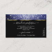 Luxe Zwart Shimmery Royal Blue Glitters Initialen Visitekaartje (Achterkant)