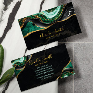 Luxe zwart & smaragdgroen marmer met goud visitekaartje