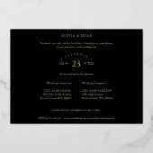 Luxe Zwart Trendige 2 foto's Echte Gouden Folie Uitnodiging (Achterkant)