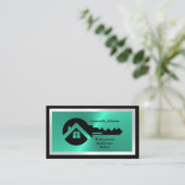 Luxe Zwart & Turquoise QR Code Foto Onroerend Goed Visitekaartje (Staand voorkant)