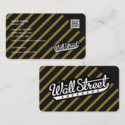 Luxe zwart Visitekaartje met Gold Sparkle & Str (Voorkant / Achterkant)