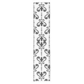 Luxe Zwart-wit damast Korte Tafelloper (Voorkant)